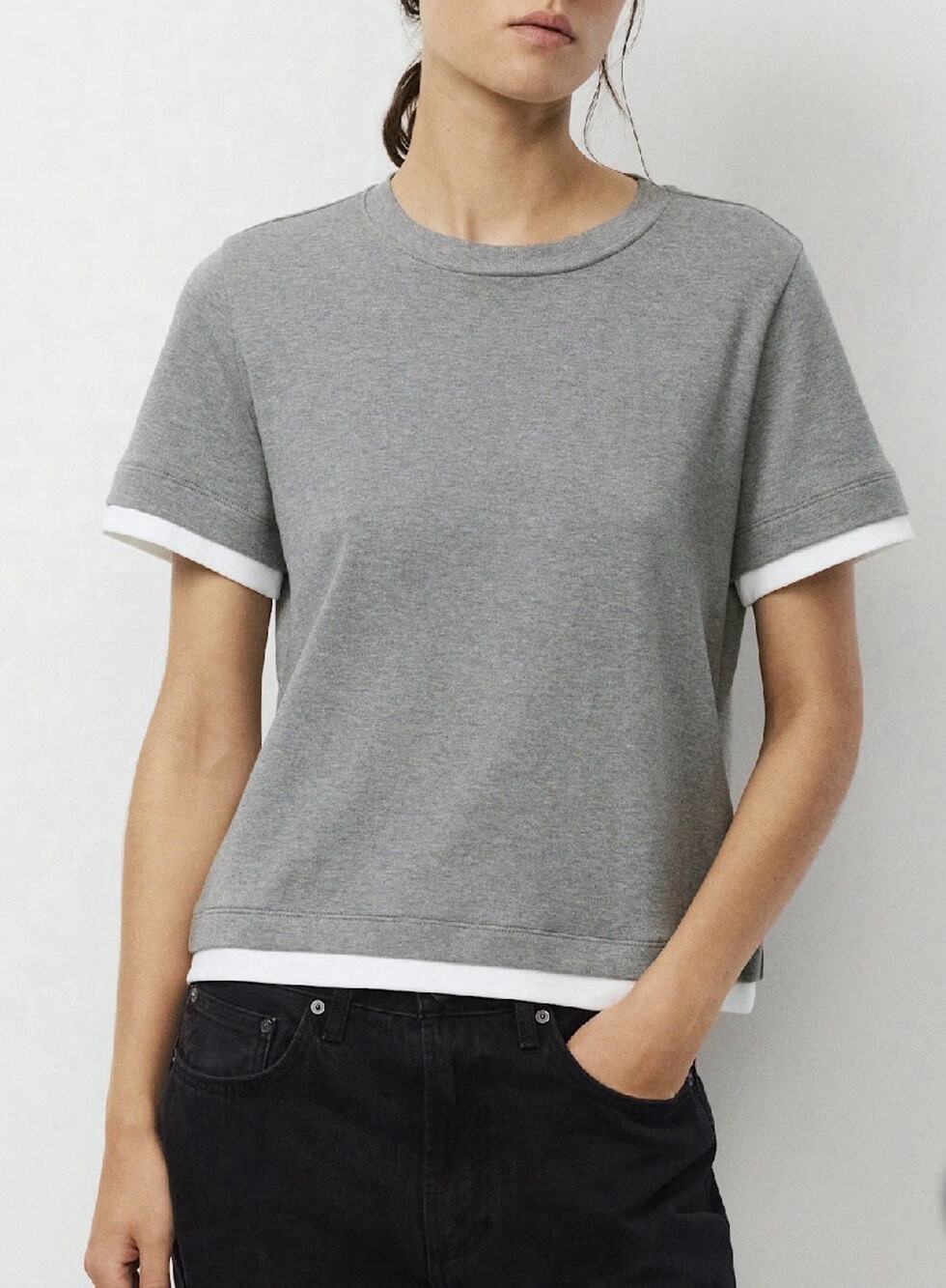 Aritzia Women’s InterLock Cotton Function T-Shirt Gray White Size S